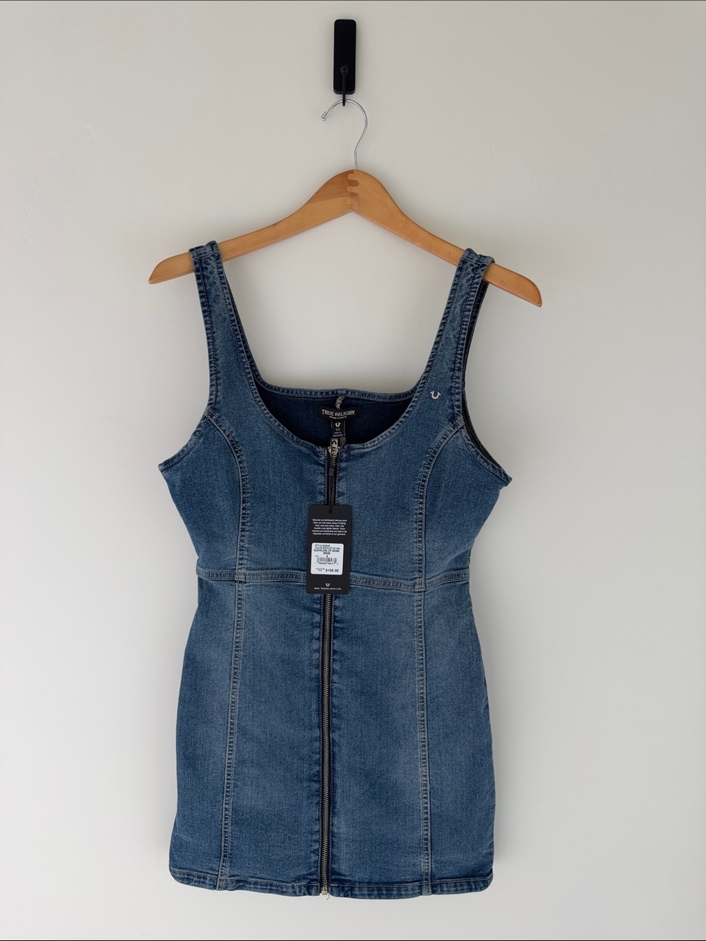 True Religion Light Wash Denim Sleeveless Zip Dress